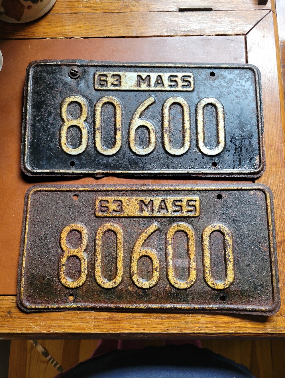 Vintage 1963 Pair Massachusetts License Plates